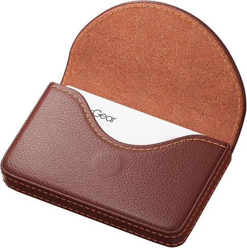 MaxGear Business Card Holder, PU Leather Business Card Case Pocket for Men or Women, Professional Slim Credit Cards Carrier Name Cards Holder Wallet with Magnetic Shut, Coffee in Kuwait