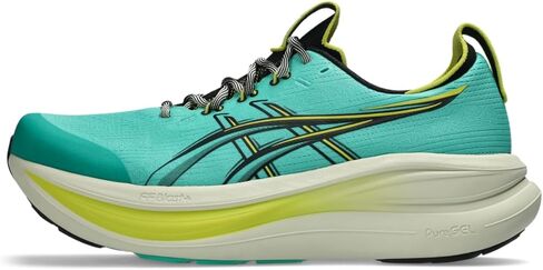حذاء الجري Gel-Nimbus 28 TR للرجال من ASICS، مقاس 11.5، أخضر أورورا/أسود in Saudi Arabia