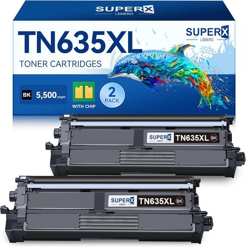 LEMERO SUPERX Compatible Toner Cartridge Replacement for Brother TN635XL TN635 Black High Yield Toner Cartridge Work with HL-L8430CDW HL-L8430CDWT HL-L8570CDW MFC-L8730CDW MFC-L8970CD Printer (2-Pack) in Kuwait