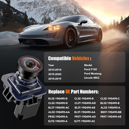 Backup Camera Rear View Compatible with Ford F150 2010 2012 2013 2014, Ford Mustang 2015-2020, Lincoln MKC 2015-2019 Night Vision Park Assist Reverse Camera Replaces# EL3T-19G490-AA, EL3Z-19G490-D in Saudi Arabia