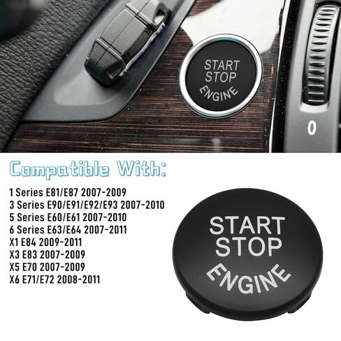 QianBao Start Stop Engine Switch Button Compatible with BMW 1 3 5 6 Series X1 X3 X5 X6,E81 E90 E91 E60 E63 E84 E83 E70 E71, Ignition Start Stop Button Replacement Black in Kuwait