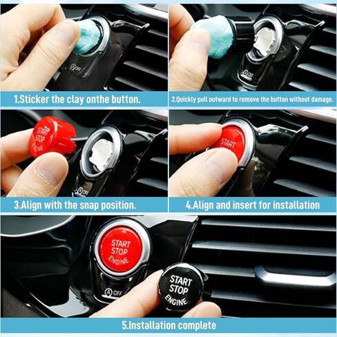 QianBao Start Stop Engine Switch Button Compatible with BMW 1 3 5 6 Series X1 X3 X5 X6,E81 E90 E91 E60 E63 E84 E83 E70 E71, Ignition Start Stop Button Replacement Black in Kuwait