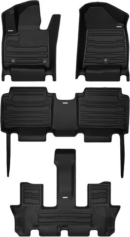 TuxMat - for Hyundai Sante Fe 6-Seater Hybrid 2024-2026 Models - Custom Car Mats - Maximum Coverage, All Weather, Laser Measured - This Full Set Includes 1st, 2nd and 3rd Rows in Saudi Arabia
