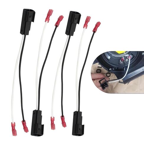 4 PCS Speaker Wiring Harness, Car Door Speaker Wire Cable Adapter, 72-5600 Insulated Sheath Audio Adapter Replacement, Compatible with Ford Focus Chevy Mazda (Black) in Kuwait