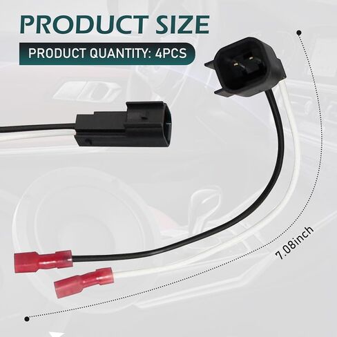 4 PCS Speaker Wiring Harness, Car Door Speaker Wire Cable Adapter, 72-5600 Insulated Sheath Audio Adapter Replacement, Compatible with Ford Focus Chevy Mazda (Black) in Kuwait