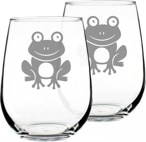 Happy Frog - كأس نبيذ بدون جذع - هدايا وديكور لطيف لمحبي الضفادع - كبير 17 أونصة in Kuwait