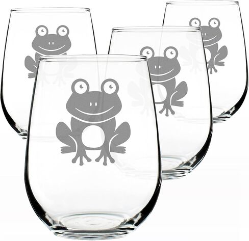 Happy Frog - كأس نبيذ بدون جذع - هدايا وديكور لطيف لمحبي الضفادع - كبير 17 أونصة in Kuwait