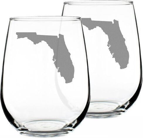Florida State Outline Stemless Wine Glass - State Themed Drinking Decor and Gifts for Floridian Women & Men - Large 17 Oz Glasses in Kuwait