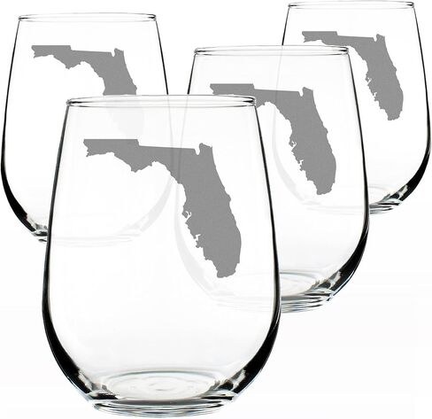 Florida State Outline Stemless Wine Glass - State Themed Drinking Decor and Gifts for Floridian Women & Men - Large 17 Oz Glasses in Kuwait