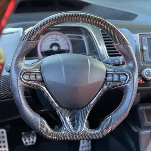 1Pc Carbon Fiber Steering Wheel Cover Interior Trim Compatible with Honda Civic 2006-2011 2007 in Saudi Arabia