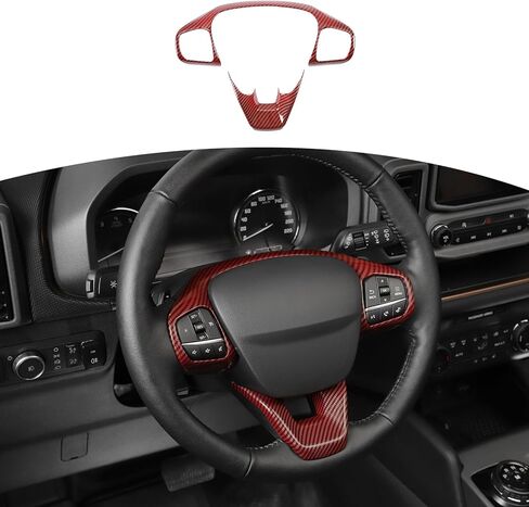 for Bronco Sport Steering Wheel Red Carbon Fiber Trim Cover for Bronco Sport 2021-Present Red Carbon Fiber Grain Interior Accessories in Saudi Arabia