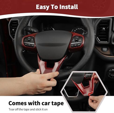 for Bronco Sport Steering Wheel Red Carbon Fiber Trim Cover for Bronco Sport 2021-Present Red Carbon Fiber Grain Interior Accessories in Saudi Arabia