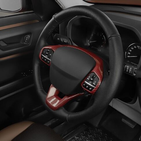 for Bronco Sport Steering Wheel Red Carbon Fiber Trim Cover for Bronco Sport 2021-Present Red Carbon Fiber Grain Interior Accessories in Saudi Arabia