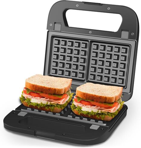 Sunvivi Pro Waffle Maker with Removable Non-stick Plates, Electric Sandwich Maker 3 in 1 Panini Press Grill, with Glass Top, Cool Touch Handle & Easy to Clean, 850W in Kuwait