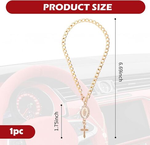 Cross for Car Steering Wheel Charm,Stylish Steering Wheel Rosary Charm as Car Mirror Hanging Accessories,Personalized Cars Cross for Steerings Wheels Christian Cars Accessories in Kuwait