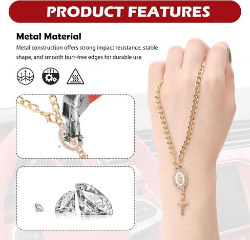 Cross for Car Steering Wheel Charm,Stylish Steering Wheel Rosary Charm as Car Mirror Hanging Accessories,Personalized Cars Cross for Steerings Wheels Christian Cars Accessories in Kuwait