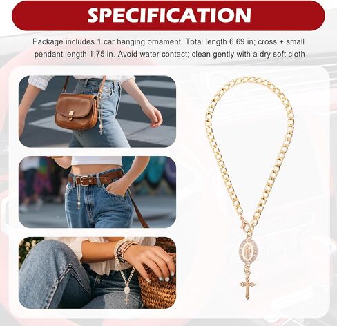 Cross for Car Steering Wheel Charm,Stylish Steering Wheel Rosary Charm as Car Mirror Hanging Accessories,Personalized Cars Cross for Steerings Wheels Christian Cars Accessories in Kuwait