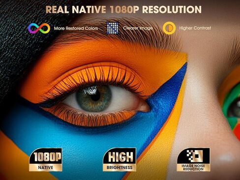 [Auto Focus/Keystone] جهاز عرض صغير مع WiFi و Bluetooth ثنائية الاتجاه ، Vizony Native 1080p Projector 4K دعم W/50 ٪ Zoom/4P4D ، جهاز عرض فيلم منزلي محمول بالكامل ، 450Ansi (Gold White) in Kuwait