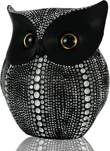 Resin Owl Sculpture 6"×4.5"×3" – Modern Art Figurine with Dot Pattern, Elegant Home Décor for Living Room, Entryway, and Tabletop Display (Golden) in Saudi Arabia