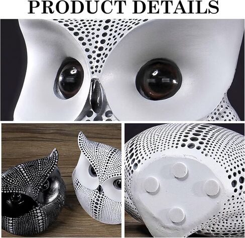 Resin Owl Sculpture 6"×4.5"×3" – Modern Art Figurine with Dot Pattern, Elegant Home Décor for Living Room, Entryway, and Tabletop Display (Golden) in Saudi Arabia