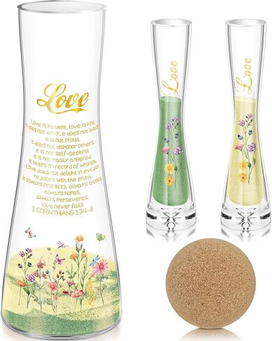 Cinrobiye Unity Sand for Wedding Ceremony Set Wedding Sand Ceremony Kit with Glass Vase Cork Stopper for Unity Ceremony Ideas,Anniversary & Engagement Keepsake (Flower) in Saudi Arabia