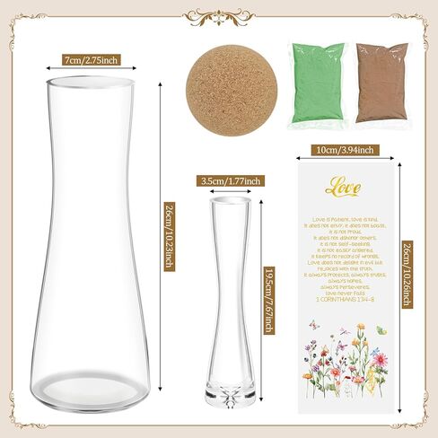 Cinrobiye Unity Sand for Wedding Ceremony Set Wedding Sand Ceremony Kit with Glass Vase Cork Stopper for Unity Ceremony Ideas,Anniversary & Engagement Keepsake (Flower) in Saudi Arabia