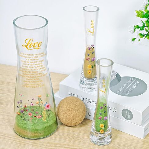Cinrobiye Unity Sand for Wedding Ceremony Set Wedding Sand Ceremony Kit with Glass Vase Cork Stopper for Unity Ceremony Ideas,Anniversary & Engagement Keepsake (Flower) in Saudi Arabia