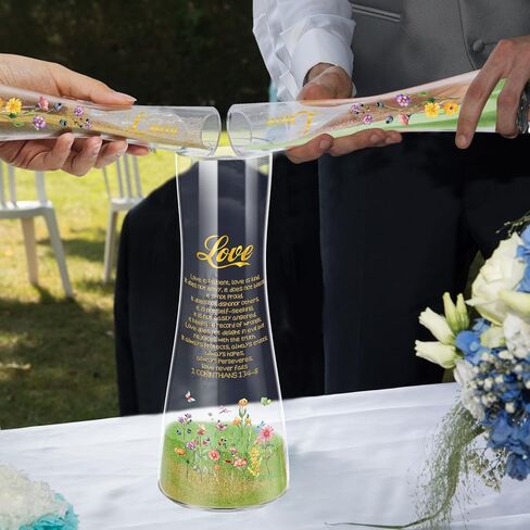 Cinrobiye Unity Sand for Wedding Ceremony Set Wedding Sand Ceremony Kit with Glass Vase Cork Stopper for Unity Ceremony Ideas,Anniversary & Engagement Keepsake (Flower) in Saudi Arabia