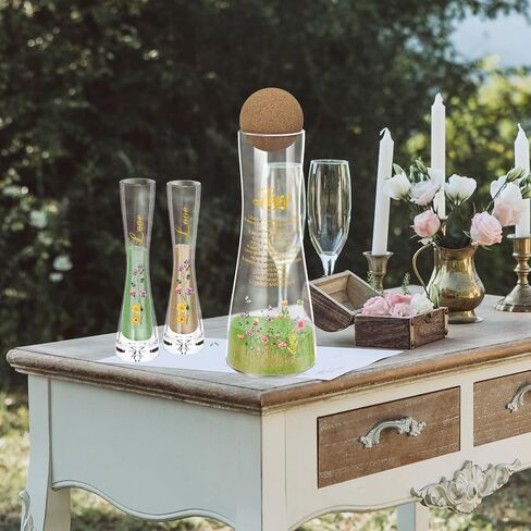 Cinrobiye Unity Sand for Wedding Ceremony Set Wedding Sand Ceremony Kit with Glass Vase Cork Stopper for Unity Ceremony Ideas,Anniversary & Engagement Keepsake (Flower) in Saudi Arabia