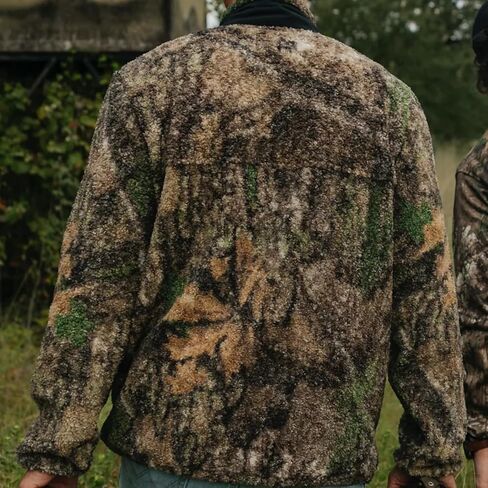 سترة Yee Yee Apparel بلوفر شيربا - سترة صوف شيربا نصف سحاب مموهة للرجال مع جيبين وحزام خصر مطاطي (متوسط) in Kuwait