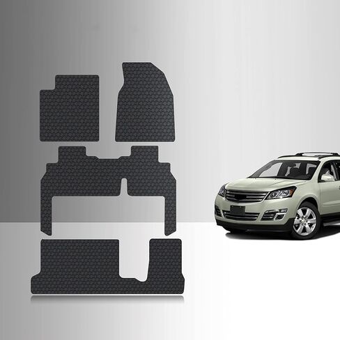 TOUGHPRO Floor Mats Accessories 1st + 2nd + 3rd Row for Chevrolet Traverse (2nd Row Bench Seats) All Weather Black Rubber 2009 2010 2011 2012 2013 2014 2015 2016 2017 in Kuwait
