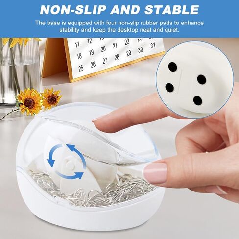 Paper Clip Holder, Magnetic Paperclip Holders for Desk, No-n-slip Paperclip Dispenser Holder with 110pcs Clips for School Office Supplies(COLOR:white) in Saudi Arabia