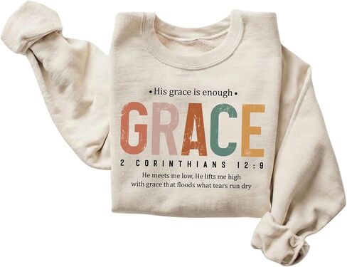 FITIN His Grace Is Enough Christian Sweatshirt – 2 Corinthians 12:9 Faith-Inspired Neutral Crewneck in Kuwait
