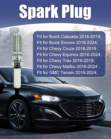 91970 Iridium Platinum Spark Plugs Fit for Buick Cascada Encore Fit for Chevy Cruze Equinox Trax Malibu Fit for GMC Terrain, Replace ILNAR8B7G 4 Pack in Kuwait