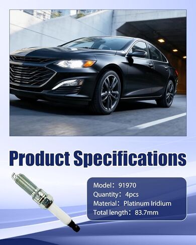 91970 Iridium Platinum Spark Plugs Fit for Buick Cascada Encore Fit for Chevy Cruze Equinox Trax Malibu Fit for GMC Terrain, Replace ILNAR8B7G 4 Pack in Kuwait
