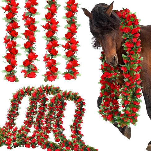 8 Pack 48ft Derby Horse Party Decorations Artificial Rose Vine Flowers Fake Flower Vine Derby Rose Artificial Flowers for Horse Race Day Party Supplies in Saudi Arabia