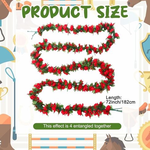 8 Pack 48ft Derby Horse Party Decorations Artificial Rose Vine Flowers Fake Flower Vine Derby Rose Artificial Flowers for Horse Race Day Party Supplies in Saudi Arabia