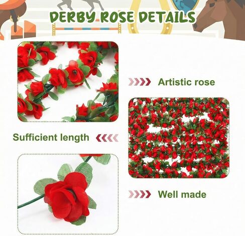 8 Pack 48ft Derby Horse Party Decorations Artificial Rose Vine Flowers Fake Flower Vine Derby Rose Artificial Flowers for Horse Race Day Party Supplies in Saudi Arabia
