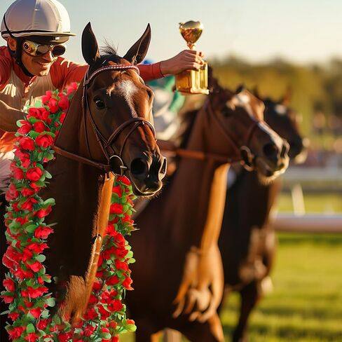 8 Pack 48ft Derby Horse Party Decorations Artificial Rose Vine Flowers Fake Flower Vine Derby Rose Artificial Flowers for Horse Race Day Party Supplies in Saudi Arabia