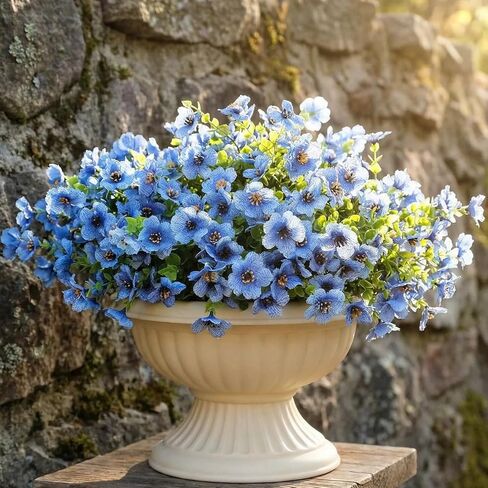 Dyale 12 Bundles Artificial Fake Plants Flowers for Outdoor,UV Resistant Spring Flowers Garden Décor No Fade Plastic Greenery Home Garden Porch Patio Decor Office in Kuwait