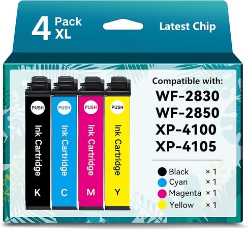 معاد تصنيعها لخراطيش الحبر 212XL لحزمة التحرير والسرد لخراطيش الحبر Epson 212 لطابعة 212 XL T212 T212XL لطابعة Expression Home XP-4100 XP-4105 Workforce WF-2830 WF-2850 (4 عبوات) in Kuwait