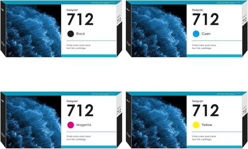 712 XL Ink Cartridges Replacement for HP 712 Ink Cartridges Combo Pack for DesignJet T650 T630 T230 T250 T210 & Studio Plotter Printer (4 Pack, Black-80ml, Cyan/Magenta/Yellow-29ml) in Kuwait