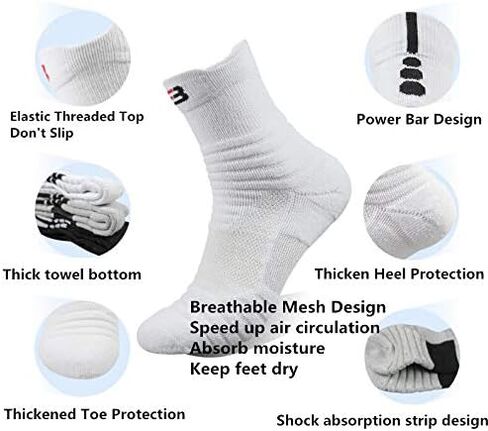 Kisgyst جوارب رياضية مضغوطة للرجال بطول الكاحل للركض، جوارب تدريب مبطنة لكرة السلة، 3 أزواج in Kuwait