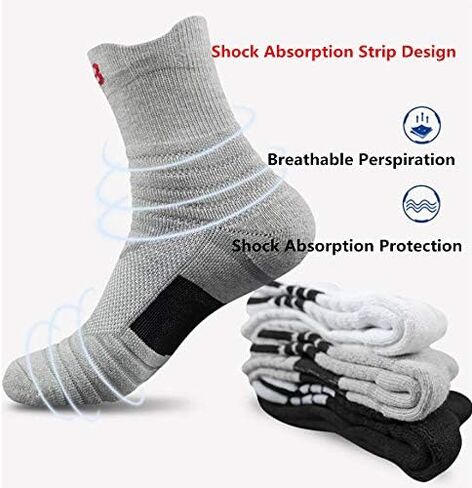 Kisgyst جوارب رياضية مضغوطة للرجال بطول الكاحل للركض، جوارب تدريب مبطنة لكرة السلة، 3 أزواج in Kuwait