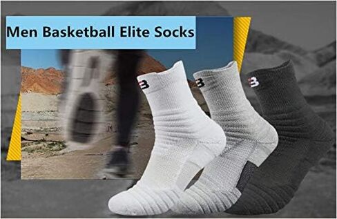 Kisgyst جوارب رياضية مضغوطة للرجال بطول الكاحل للركض، جوارب تدريب مبطنة لكرة السلة، 3 أزواج in Kuwait