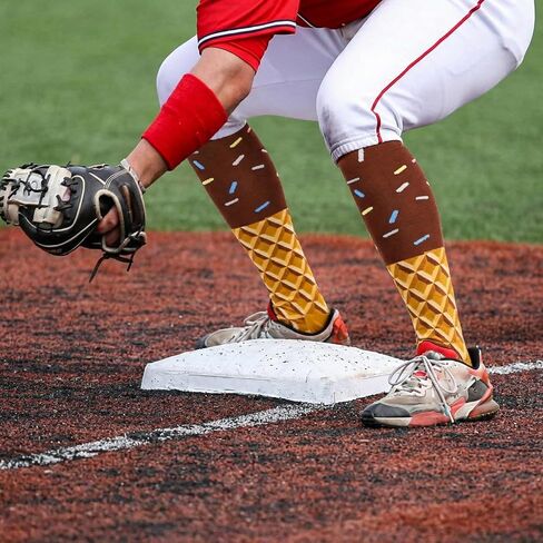 3 Pairs Ice Cream Socks for Men Women Summer Ice Cream Drip Baseball Socks Long Tube Over The Knee Birthday Party Gifts for Sports Team Running Exercise in Saudi Arabia