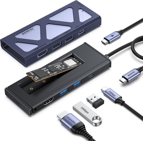 BENFEI M.2 NVME SSD Enclosure, Tool-Free USB C (10Gbps) to NVME Adapter Supports 10s Power Loss Protection, Compatible with NVME M and B&M Keys with Size 2230/2242/2260/2280 SSDs in Saudi Arabia