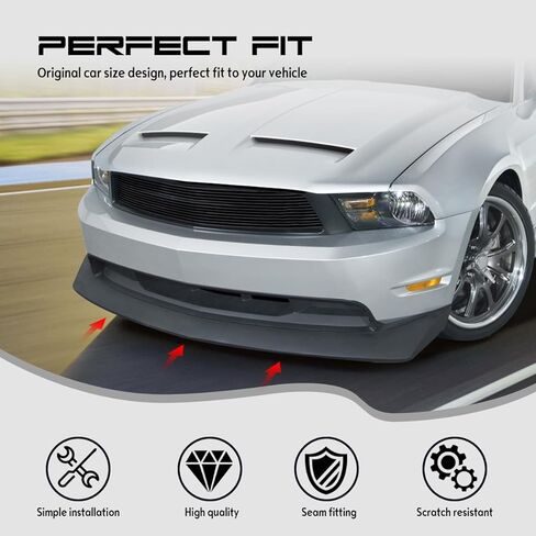 Front Bumper Lip Chin Spoiler, Compatible with 2010-2012 Mustang V8 GT Only, CV-B2 Style Flexible Polyurethane(PU) Front Lower Splitter Protector, Unpainted Black, 1 PC in Kuwait