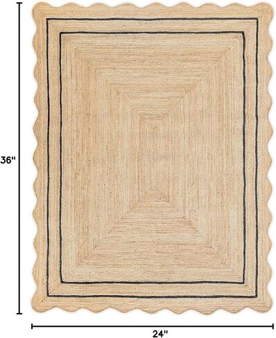 Wave Jute Rug Classic Quality Scalloped Hand Woven Boho Entryway Farmhouse Home Decor Runner Rug in Saudi Arabia