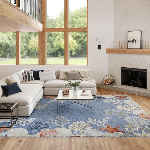 Nourison Home Suncoast Denim Multi 7'10" x 9'10" Area Rug - Easy Clean, Non Shedding, Bed Room, Living Room, Dining Room, Kitchen (8' x 10') in Saudi Arabia